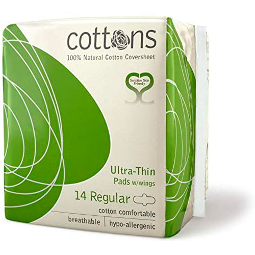 Regular Ultrafine Compress W/Wings 100% Cotton 14 Units